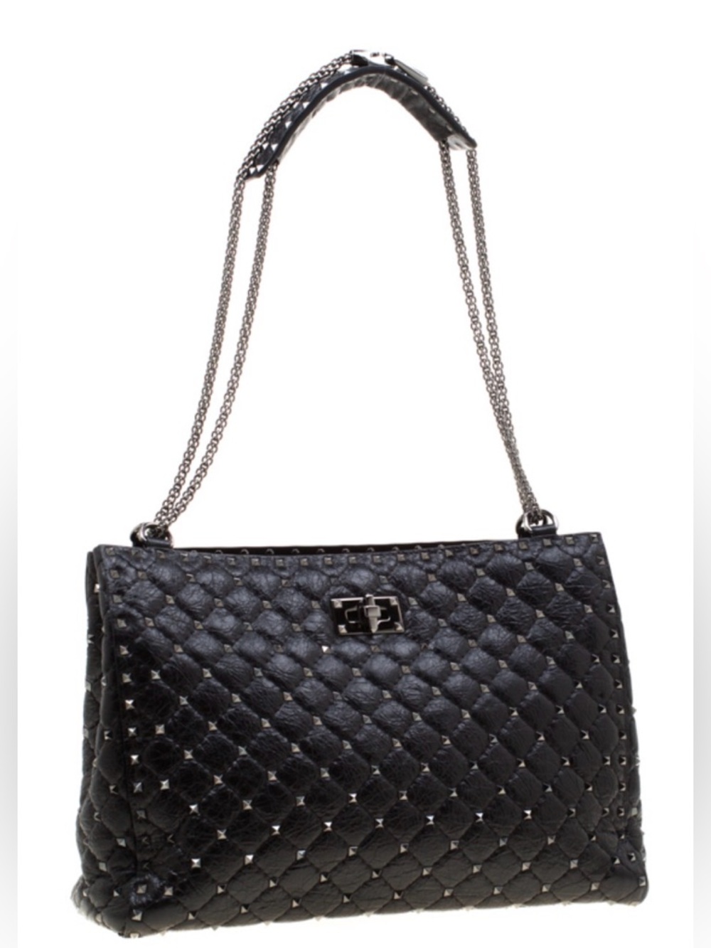 Valentino Garavani Rockstud Spike Black Quilted Shoulder Bag